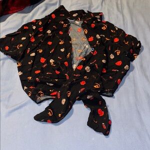 Halloween Themed Black Button-Up Shirt